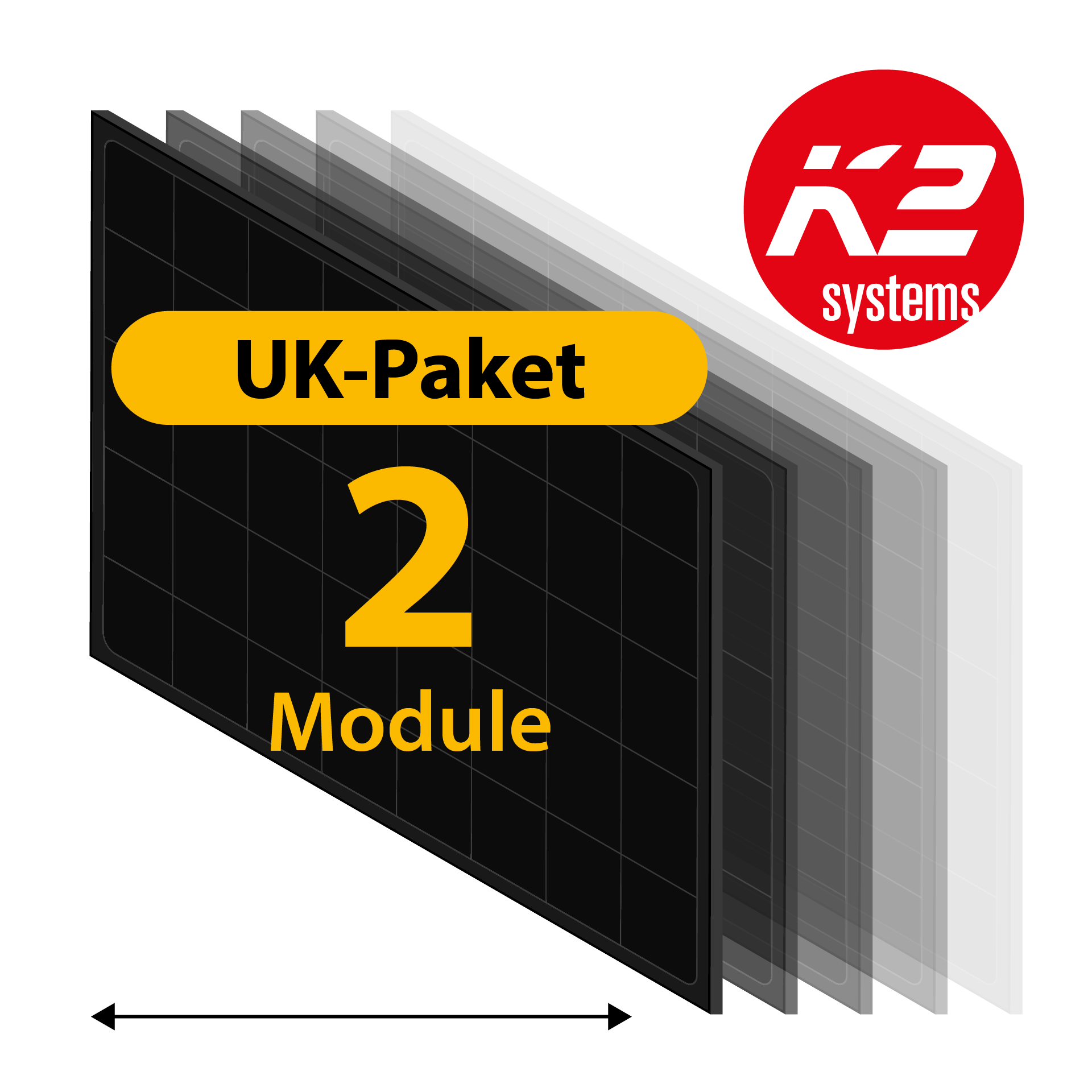 K2 UK-Paket: Ziegeldach, 2 Module, horizontal