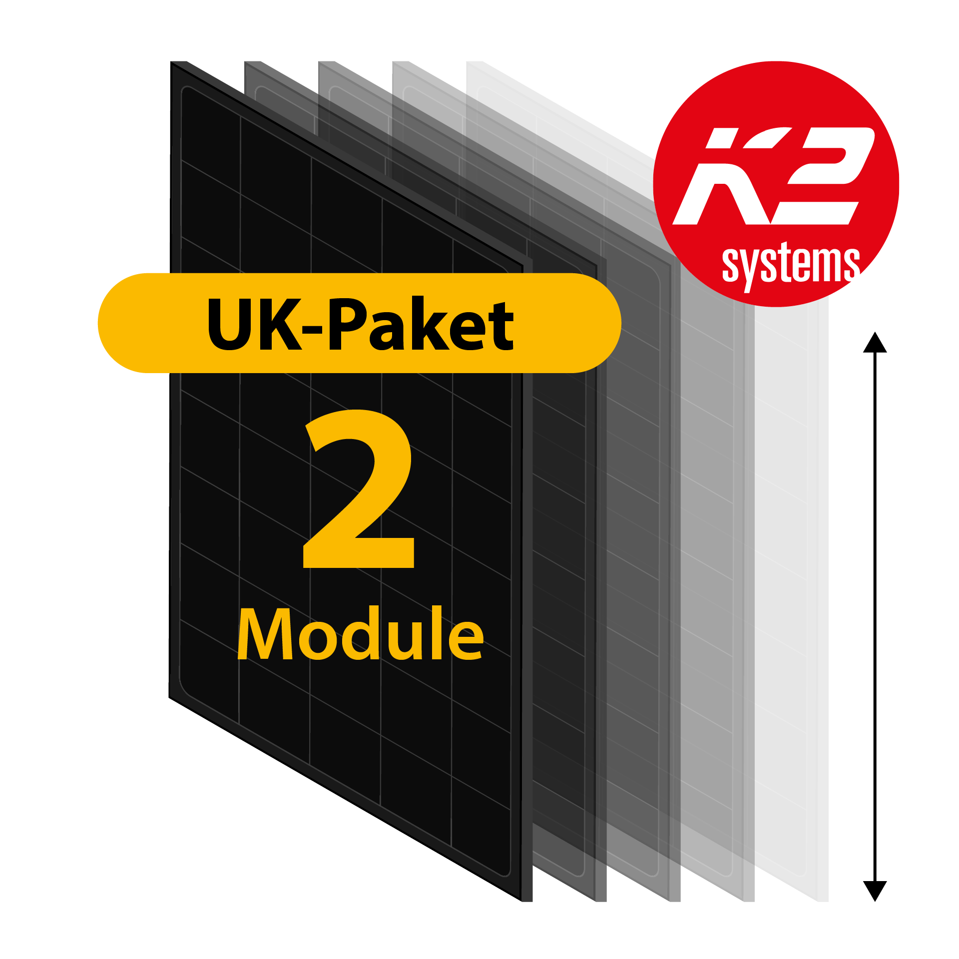 K2 UK-Paket: Ziegeldach, 2 Module, vertikal