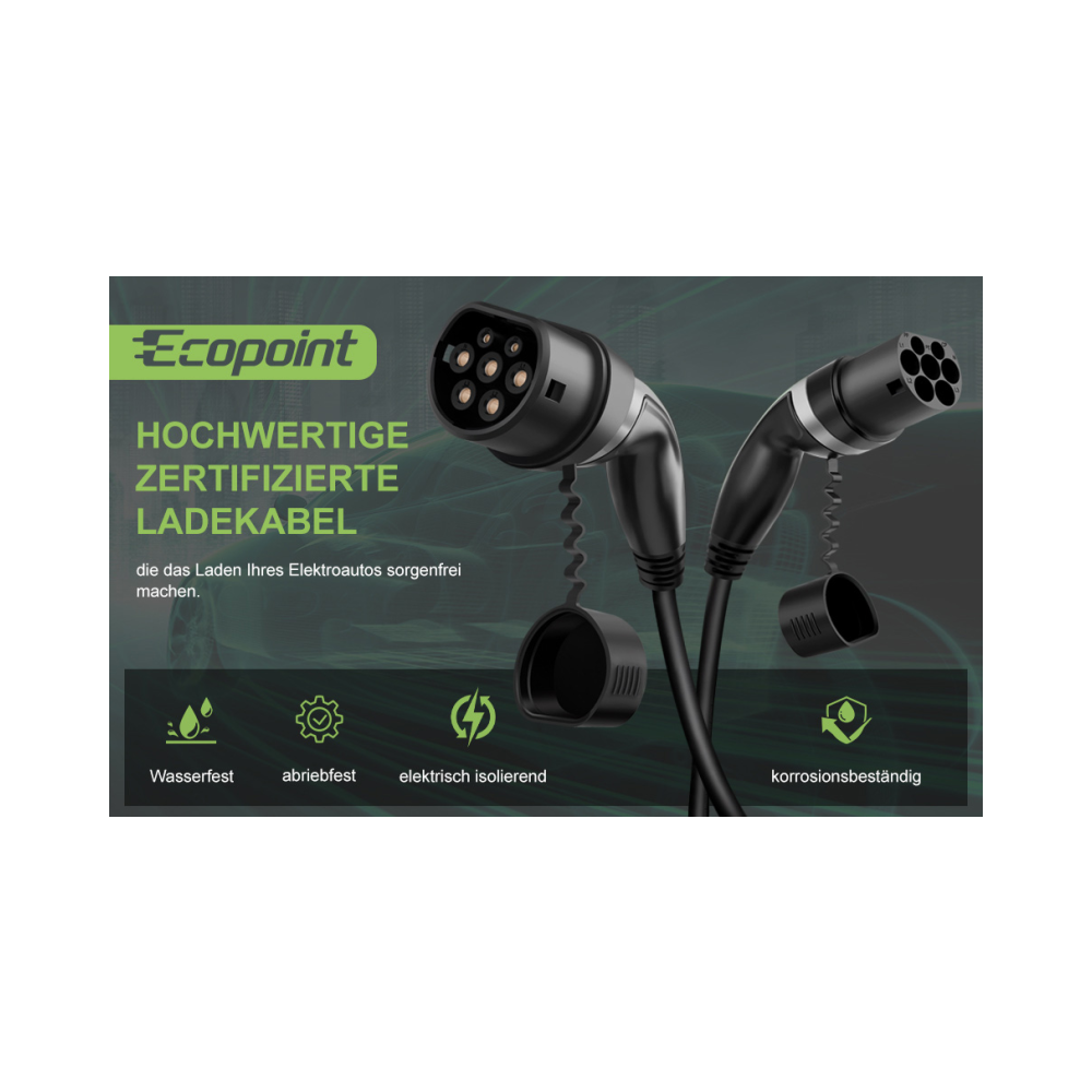 Ecopoint Typ 2 Spiralkabel 11kW 7,5m