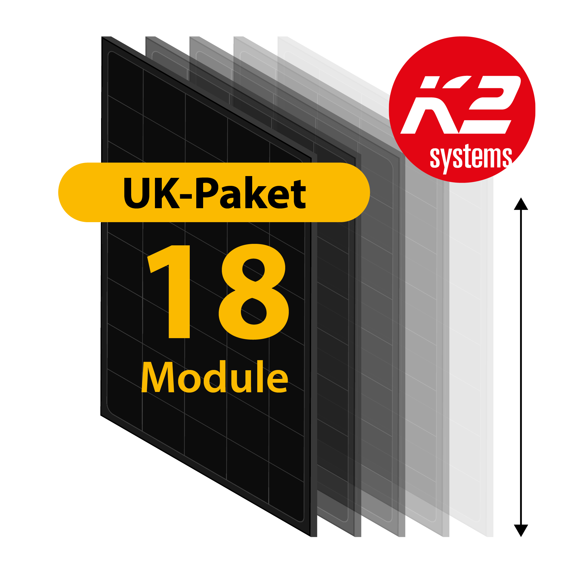 K2 UK-Paket: Ziegeldach, 18 Module, vertikal