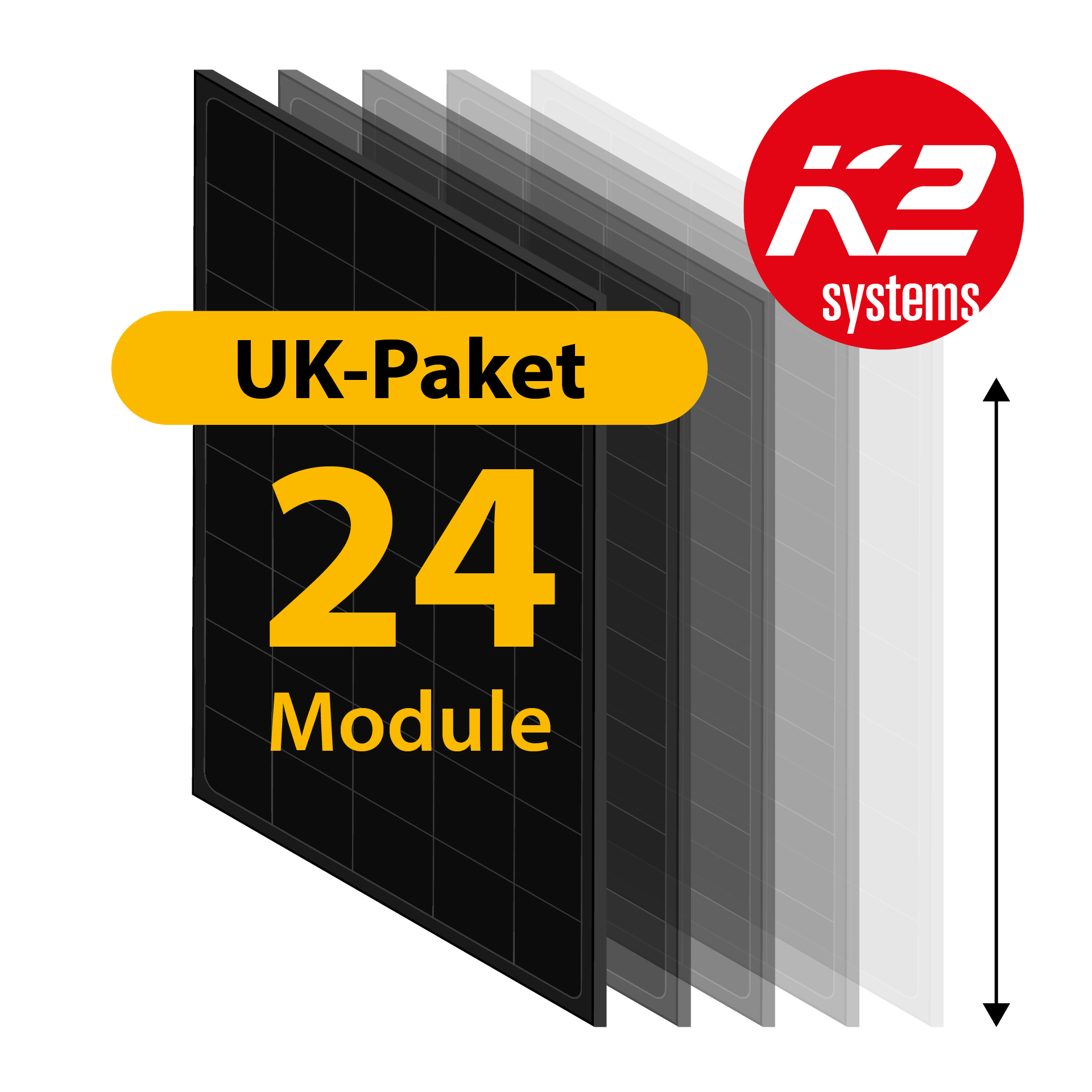 K2 UK-Paket Ziegeldach, 24 Module, vertikal