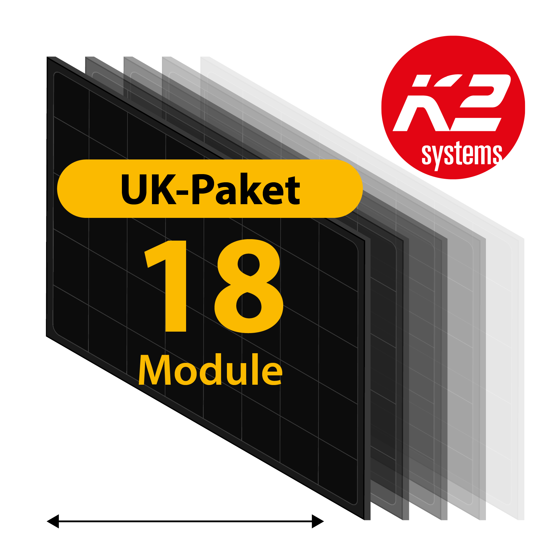 K2 UK-Paket: Ziegeldach, 18 Module, horizontal