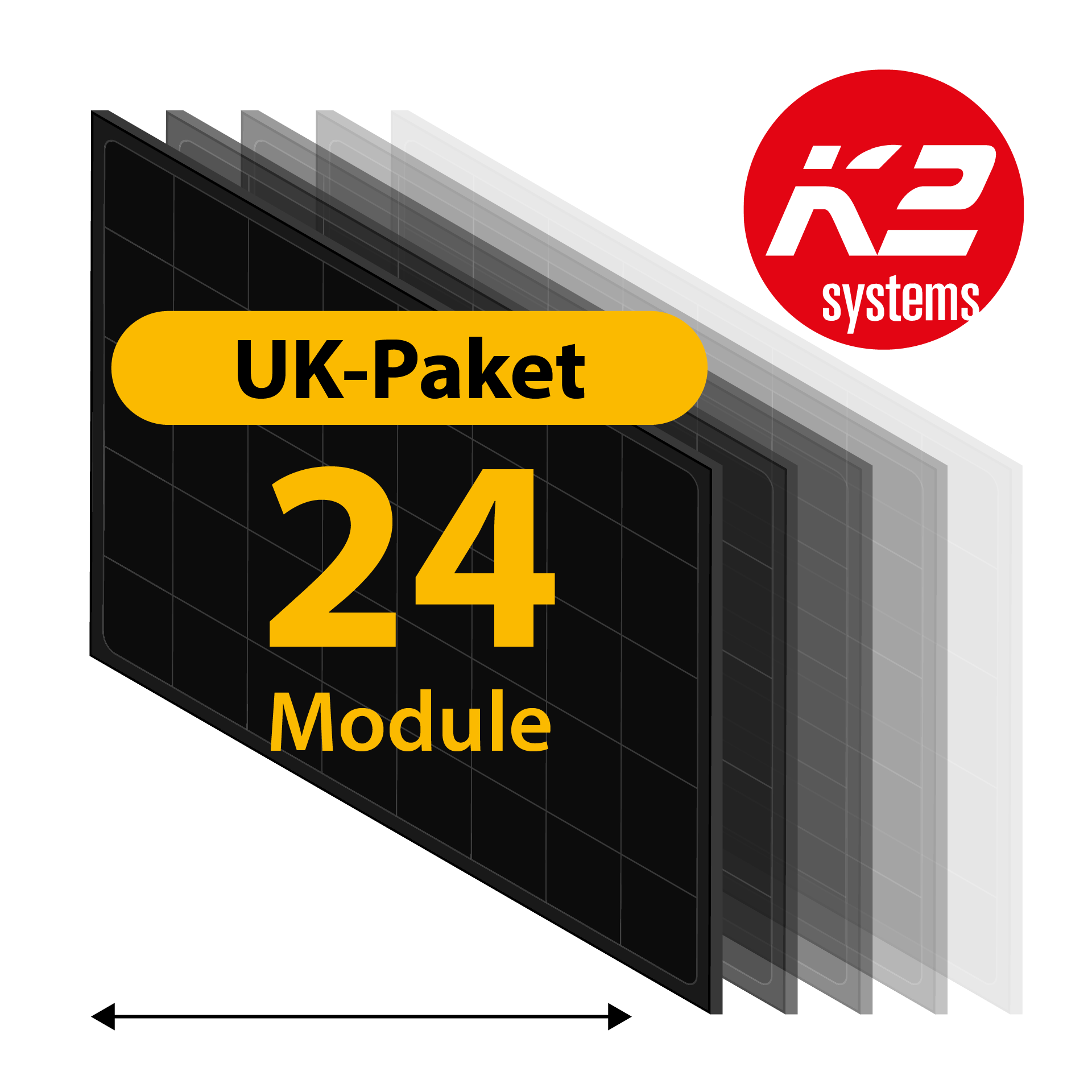 K2 UK-Paket: Ziegeldach, 24 Module, horizontal