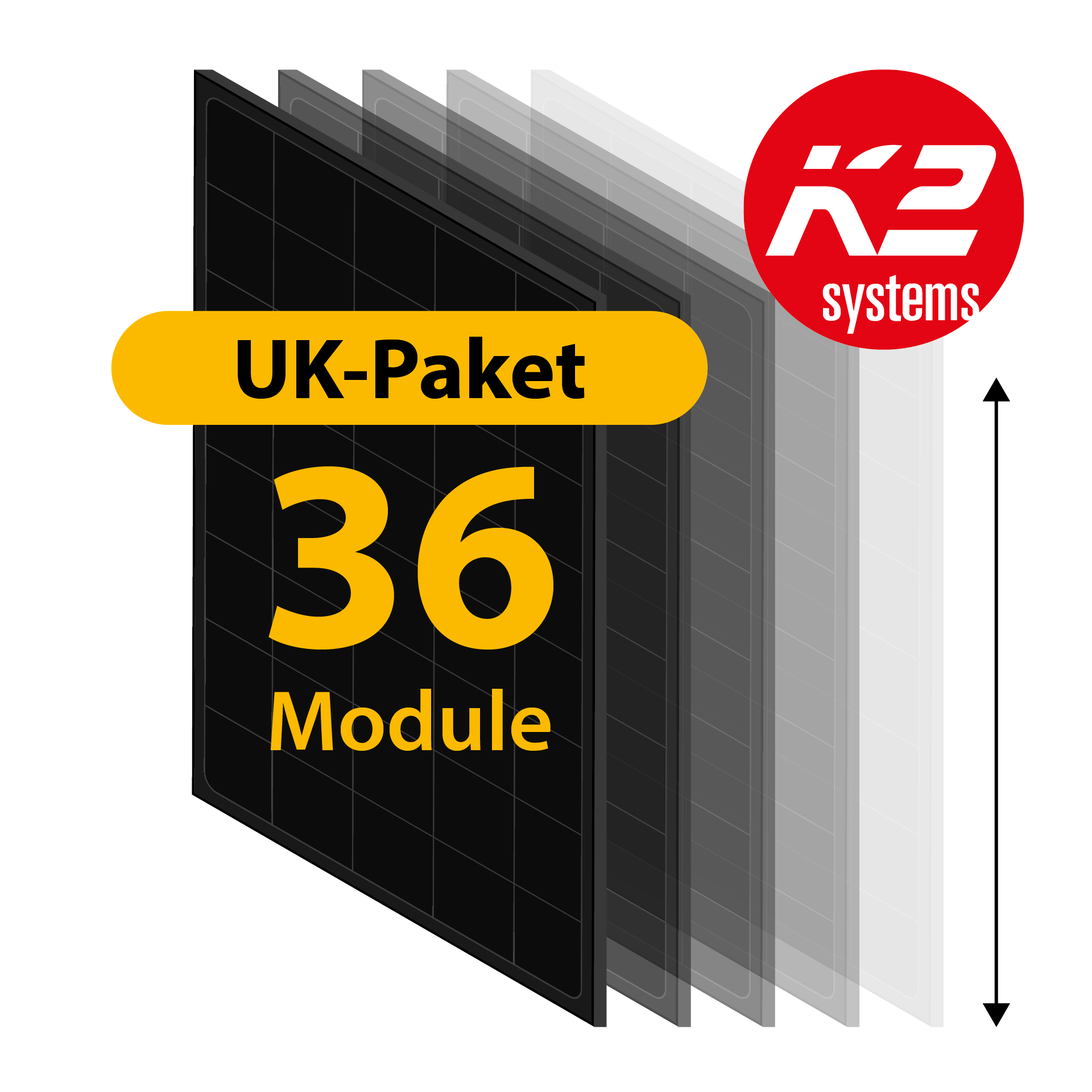 K2 UK-Paket: Ziegeldach, 36 Module, vertikal