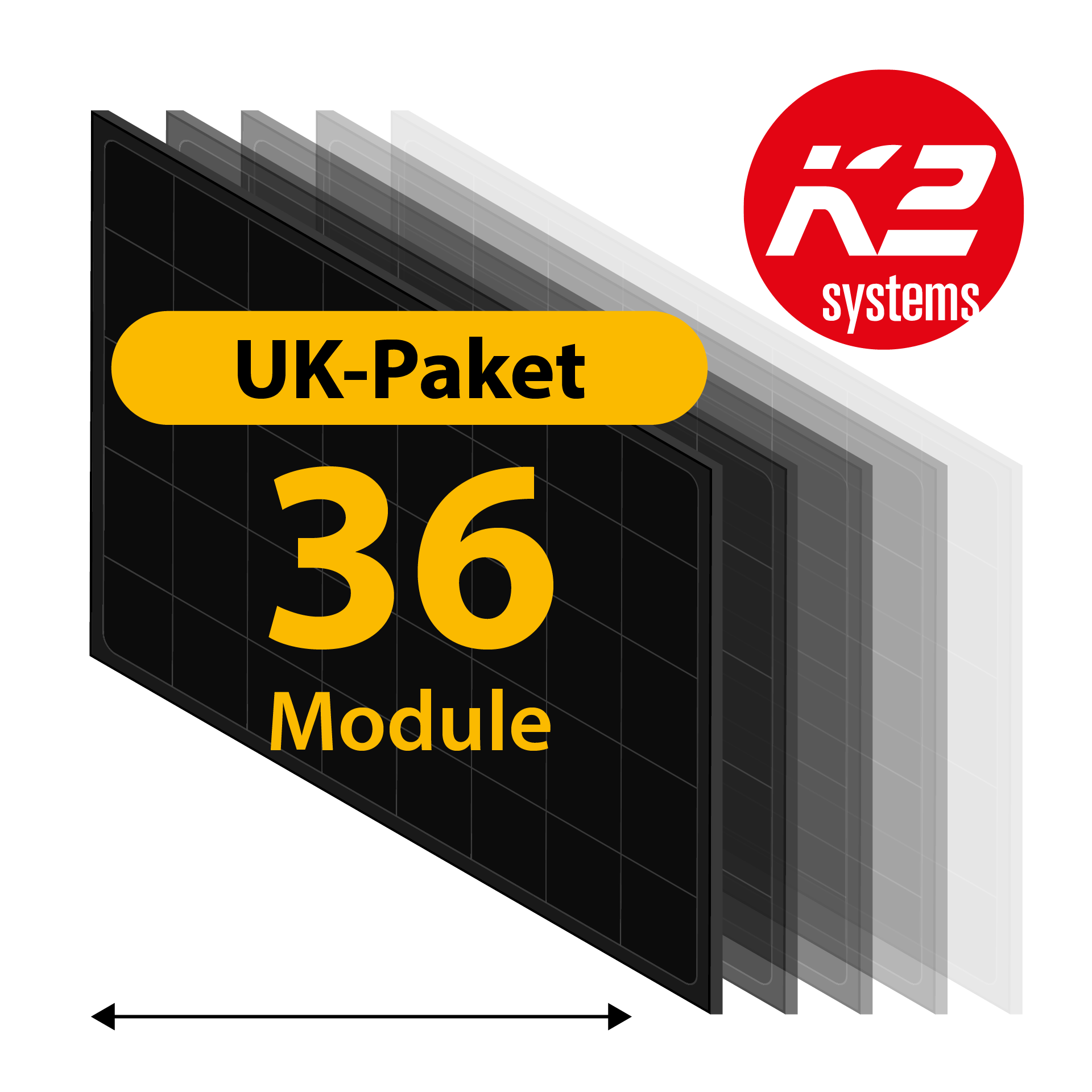 K2 UK-Paket: Ziegeldach, 36 Module, horizontal